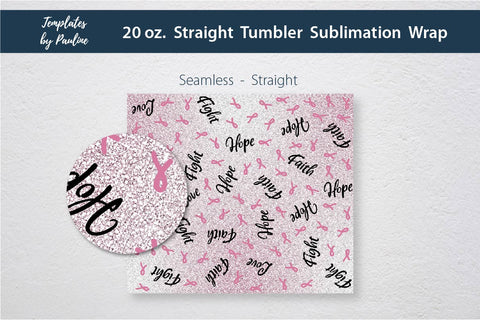 Breast Cancer Seamless 20 oz Skinny Tumbler Wrap, Sublimation PNG Sublimation Templates by Pauline 