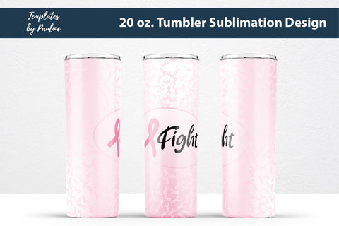 Breast Cancer Seamless Sublimation Wrap for 20 oz Skinny Tumbler Sublimation Templates by Pauline 