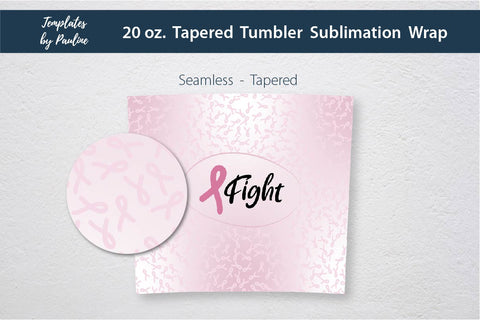 Breast Cancer Seamless Sublimation Wrap for 20 oz Skinny Tumbler Sublimation Templates by Pauline 