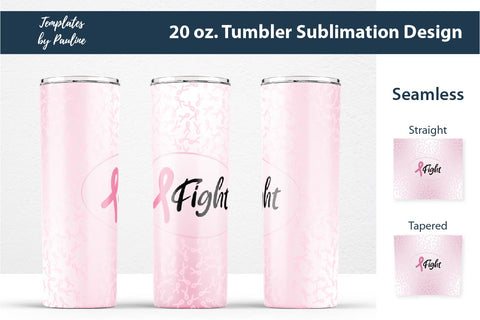 Breast Cancer Seamless Sublimation Wrap for 20 oz Skinny Tumbler Sublimation Templates by Pauline 