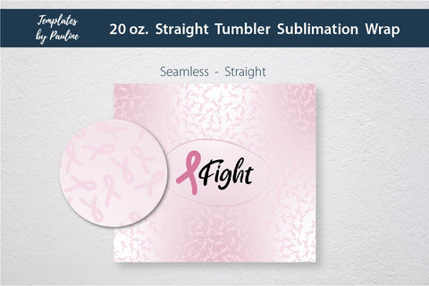 Breast Cancer Seamless Sublimation Wrap for 20 oz Skinny Tumbler Sublimation Templates by Pauline 