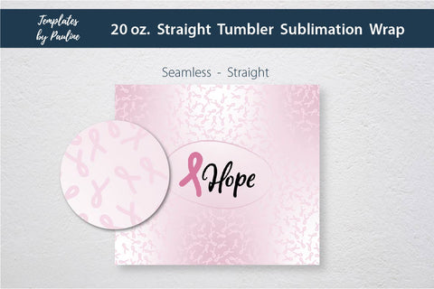 Breast Cancer Seamless Sublimation Wrap for Skinny Tumbler PNG Sublimation Templates by Pauline 
