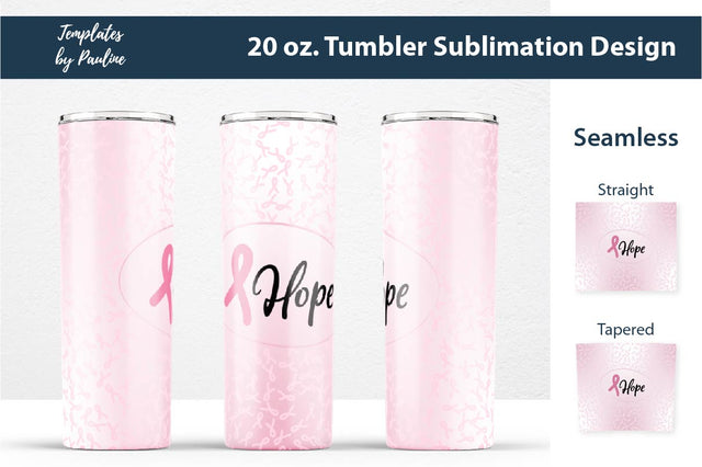 Breast Cancer Seamless Sublimation Wrap for Skinny Tumbler PNG Sublimation Templates by Pauline 