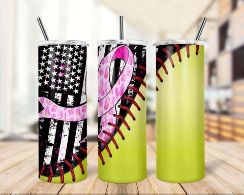 Breast Cancer Softball Laces Straight Tumbler 20oz Skinny Tumbler Sublimation Designs Tumbler PNG Sublimation TrendingDesign 
