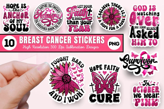 Breast Cancer Stickers Bundle Sublimation Regulrcrative 