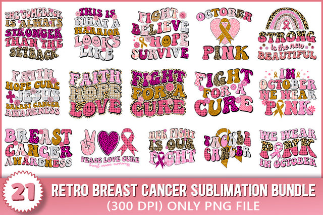 Breast Cancer Sublimation Bundle, Retro Sublimation SVG Shetara Begum 