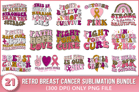 Breast Cancer Sublimation Bundle, Retro Sublimation SVG Shetara Begum 