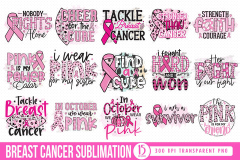 Breast Cancer Sublimation Bundle Sublimation CraftLabSVG 