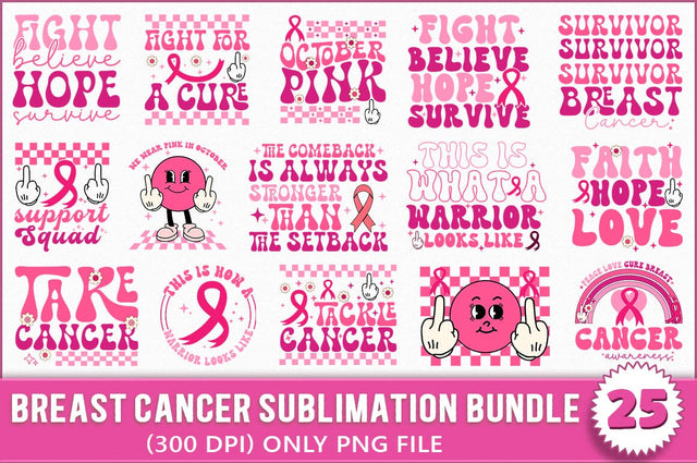 Breast Cancer Sublimation Bundle, Warrior PNG SVG Shetara Begum 
