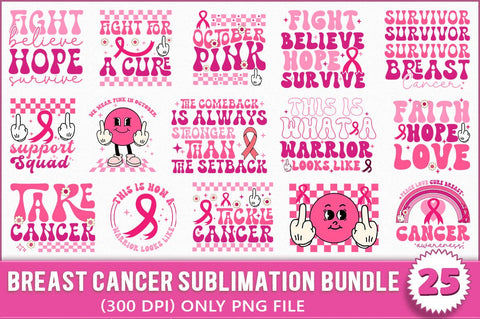 Breast Cancer Sublimation Bundle, Warrior PNG SVG Shetara Begum 