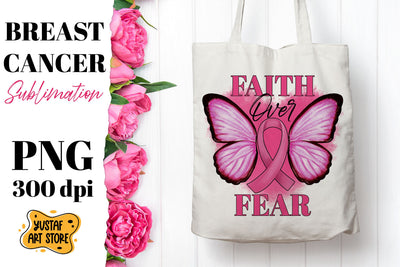 Breast Cancer sublimation design. Faith over Fear. Sublimation Yustaf Art Store 