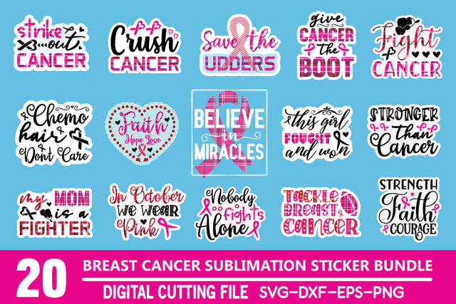Breast Cancer Sublimation Sticker Bundle SVG md faruk hossain 