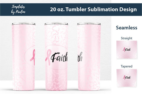 Breast Cancer Sublimation Wrap for Skinny Tumbler PNG Sublimation Templates by Pauline 