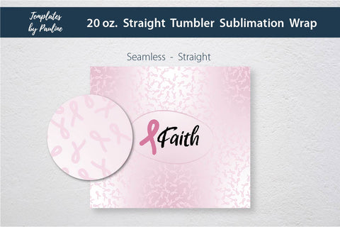 Breast Cancer Sublimation Wrap for Skinny Tumbler PNG Sublimation Templates by Pauline 