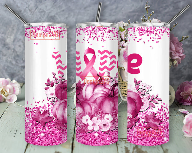 Breast Cancer Sunflower Hope 20oz Skinny Tumbler Sublimation Designs Png, Breast Cancer Sunflower Tumbler for Straight Tapered PNG File Digital Download Sublimation DesignSVG 
