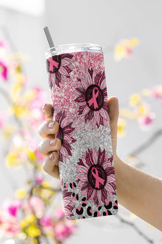 Breast Cancer Sunflower Hope Glitter 20oz Skinny Tumbler Sublimation Designs Tumbler for Straight/Tapered PNG File Digital Download Sublimation CaldwellArt 