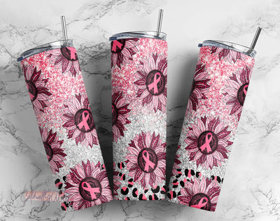 Breast Cancer Sunflower Hope Glitter 20oz Skinny Tumbler Sublimation Designs Tumbler for Straight/Tapered PNG File Digital Download Sublimation CaldwellArt 