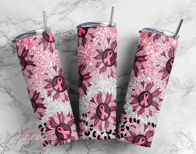 Breast Cancer Sunflower Hope Glitter 20oz Skinny Tumbler Sublimation Designs Tumbler for Straight/Tapered PNG File Digital Download Sublimation CaldwellArt 