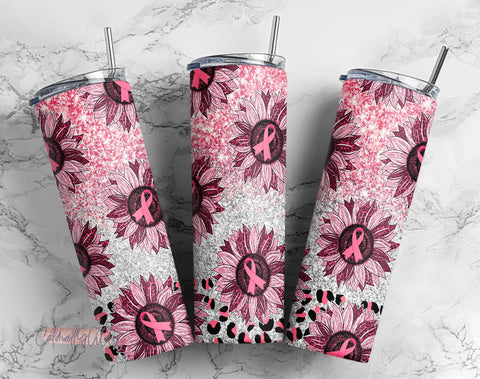 Breast Cancer Sunflower Hope Glitter 20oz Skinny Tumbler Sublimation Designs Tumbler for Straight/Tapered PNG File Digital Download Sublimation CaldwellArt 