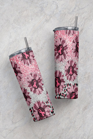 Breast Cancer Sunflower Hope Glitter 20oz Skinny Tumbler Sublimation Designs Tumbler for Straight/Tapered PNG File Digital Download Sublimation CaldwellArt 