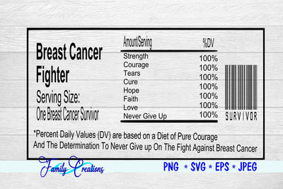 Breast Cancer Survivor Nutrition Label SVG Family Creations 