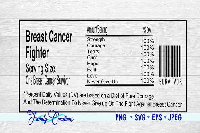 Breast Cancer Survivor Nutrition Label SVG Family Creations 