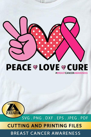 Breast Cancer SVG Awareness SVG Peace Love Cure SVG Cut File SVG zoellartz 