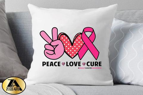 Breast Cancer SVG Awareness SVG Peace Love Cure SVG Cut File SVG zoellartz 