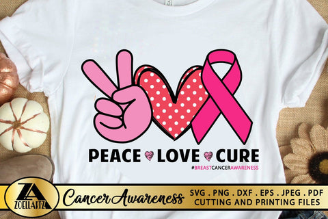 Breast Cancer SVG Awareness SVG Peace Love Cure SVG Cut File SVG zoellartz 