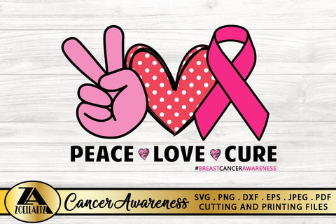 Breast Cancer SVG Awareness SVG Peace Love Cure SVG Cut File SVG zoellartz 