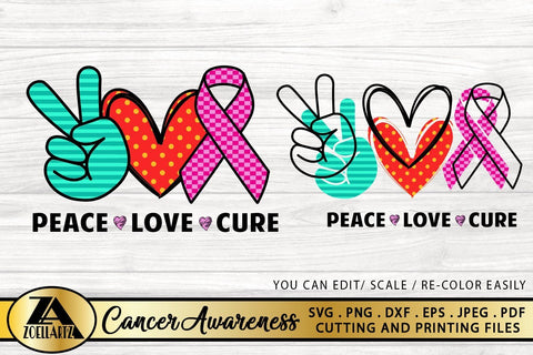 Breast Cancer SVG Awareness SVG Peace Love Cure SVG Pink Ribbon SVG SVG zoellartz 
