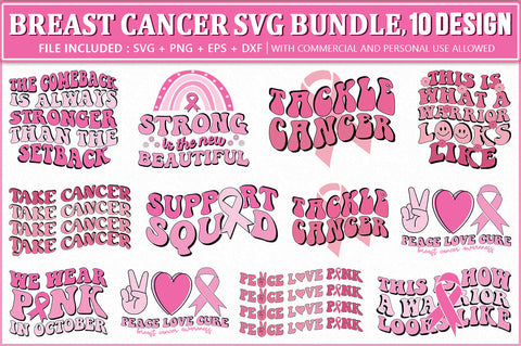 Breast Cancer SVG Bundle, 10 Designs SVG Shetara Begum 