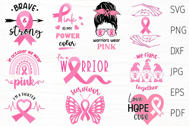 Breast cancer svg bundle, breast cancer awareness svg SVG Digital Rainbow Shop 