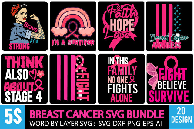 Breast Cancer SVG Bundle, Breast Cancer SVG Bundle Quotes, Meltal Health SVG Bundle SVG BlackCatsMedia 