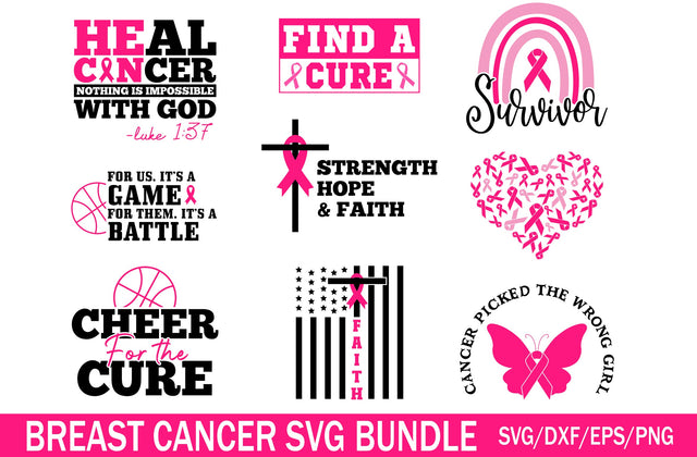 Breast Cancer Svg Bundle, Cancer Awareness Svg, Cancer Ribbon Svg, Hope Svg, Faith Over Fear Svg, October Svg, Cancer Shirt Svg SVG MD mominul islam 
