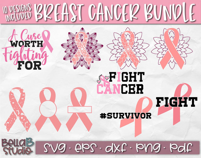 Breast Cancer SVG Bundle, Pink Ribbon SVG SVG TB Designs 