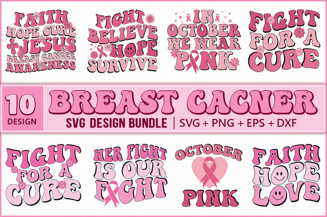 Breast Cancer SVG Bundle, Retro Breast Cancer SVG Shetara Begum 