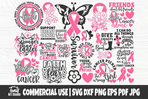 Breast Cancer SVG Bundle, Ribbon Svg, Survivor Svg SVG TonisArtStudio 