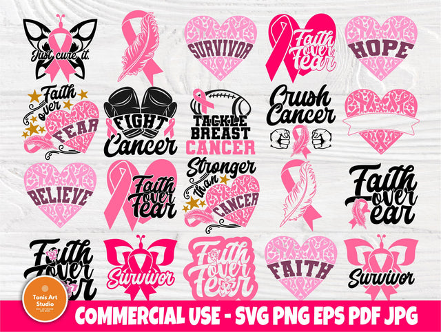 Breast Cancer SVG Bundle, Survivor Svg, Ribbon Svg SVG TonisArtStudio 