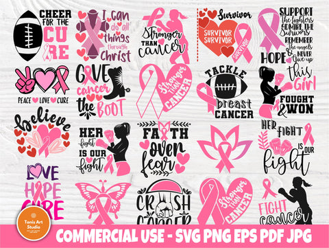 Breast Cancer SVG Bundle, Survivor Svg, Ribbon Svg SVG TonisArtStudio 