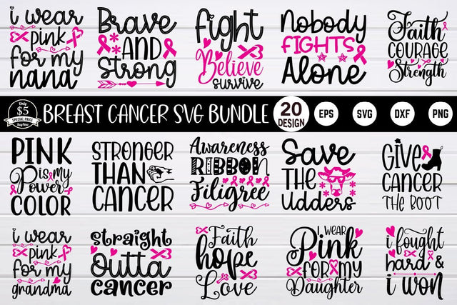 breast cancer svg bundle vol 1 SVG buydesign 