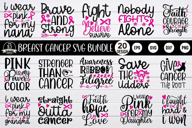 breast cancer svg bundle vol 1 SVG buydesign 