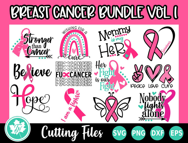Breast Cancer SVG Bundle Vol 1 SVG TrueNorthImagesCA 