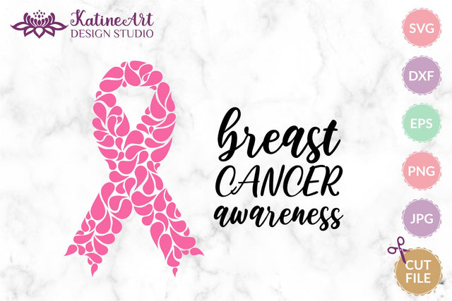 Breast cancer svg Cancer ribbon svg Cancer svg Awareness ribbon svg. Pink ribbon cancer sign Jpg, png, eps, dxf, svg cut file. SVG KatineArt 