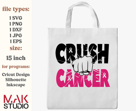 Breast cancer svg, Crush cancer svg, Survivor cancer svg, Pink pibbon svg, Cancer awareness svg, Crush cancer png SVG MAKStudion 