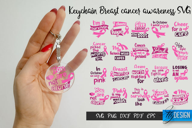 Breast Cancer SVG Keychain. We Wear Pink SVG Keychain Bundle SVG Fly Design 