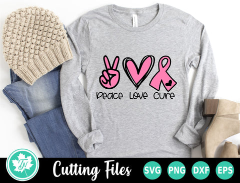 Breast Cancer SVG | Peace Love Cure SVG TrueNorthImagesCA 