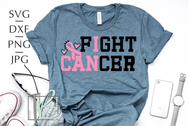Breast Cancer SVG, Pink Ribbon SVG, I Can Fight Cancer SVG SVG TB Designs 