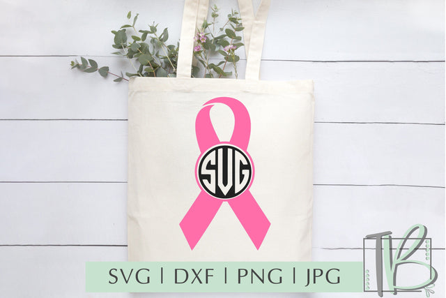Breast Cancer SVG, Pink Ribbon SVG, Monogram SVG SVG TB Designs 