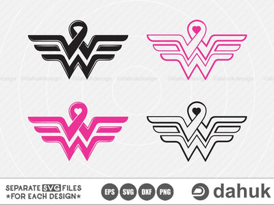 Breast Cancer svg, Wonder woman svg, Superhero svg, Cancer Awareness ribbon svg, Svg, Eps, Dxf, Png, digital art,clipart SVG dahukdesign 